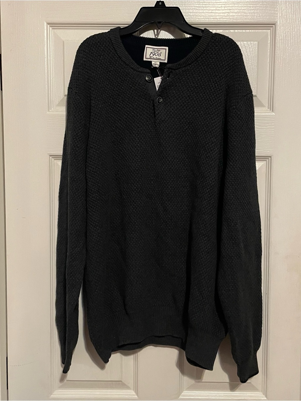 Jos. A. Bank Black/gray Textured Henley Crewneck Sweater men’s xl